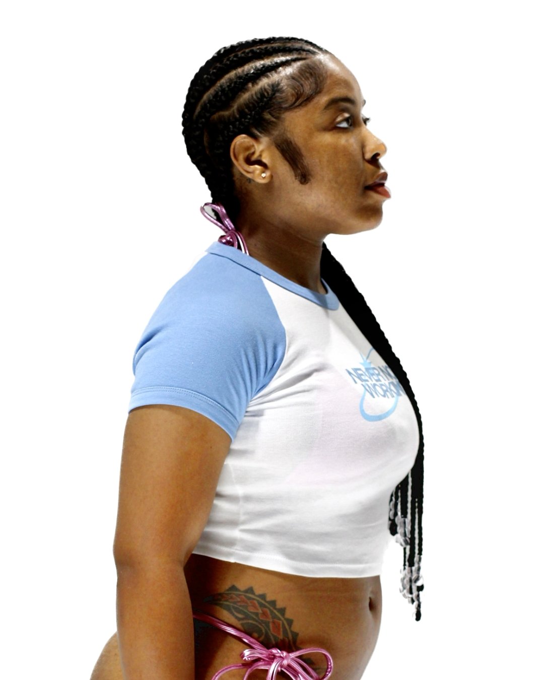 "Never Not WKG" Powder Blue Baby Tee-SQ8271921