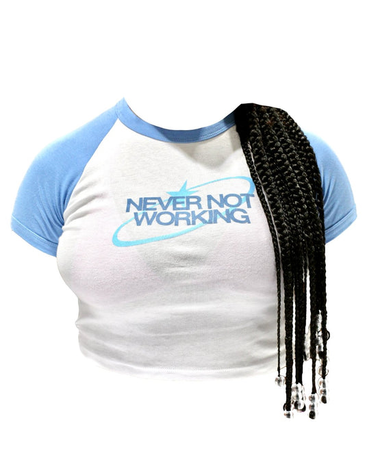 "Never Not WKG" Powder Blue Baby Tee-SQ8271921